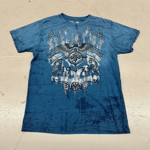 Affliction Other - Affliction Shirt Mens Large Blue Eagle Cross 1973 Graphic Tee Biker Gothic